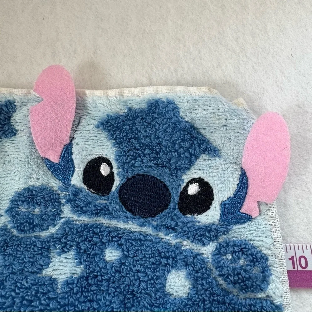 Set of 2 STITCH Small Hand Towels White Blue Disney Japan Floral Print